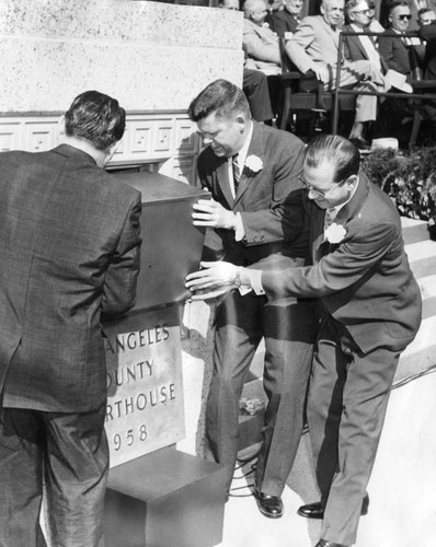 Lay courthouse cornerstone