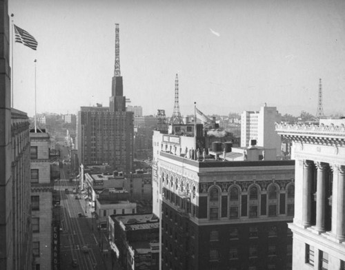 View west from Sixth and Olive