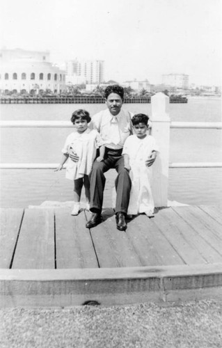 Family on a boardwalk