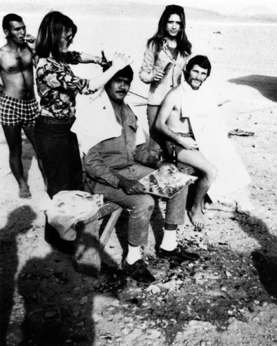 Israeli soldiers getting haircuts