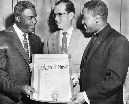 Jackie Robinson receives scroll