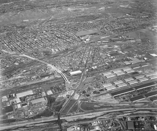 Aerial view of Central Manufacturing District, looking northeast