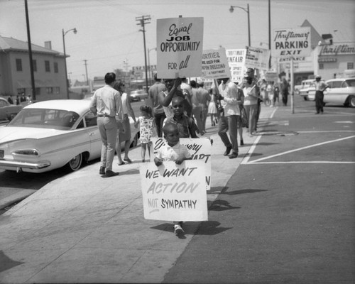 Demonstrators outside the Thriftimart