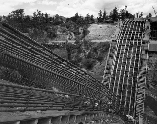 Looking down a bridge under construction