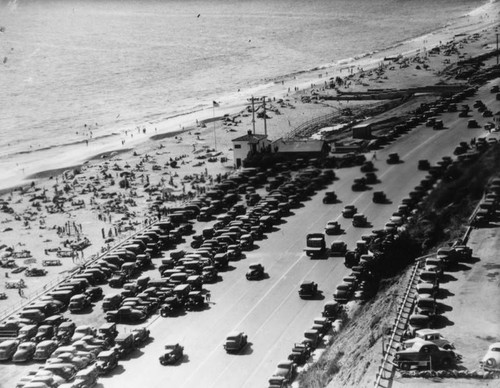 Parked cars, Santa Monica beach