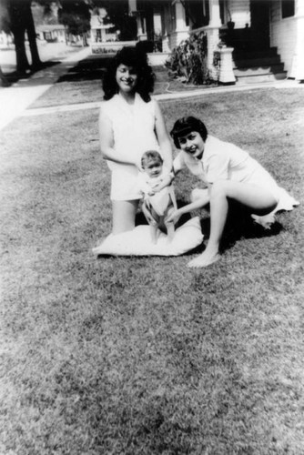 Sisters on the front lawn