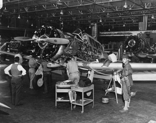 Working on British training planes