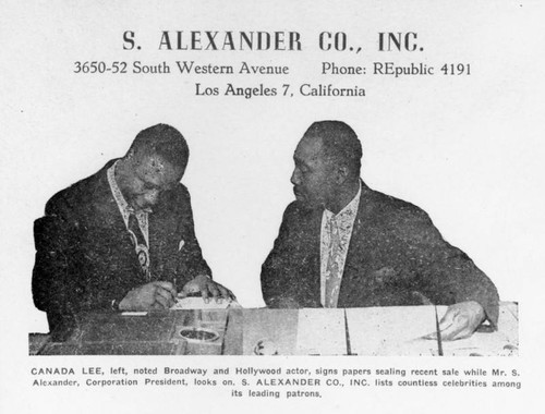 S. Alexander Co. ad — Calisphere