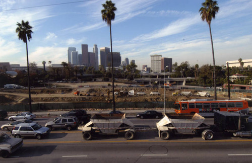 Construction of USC's Galen Center, panoramic view