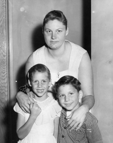 Snatched from train death, Myra Schienle and her children