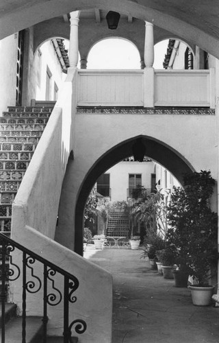 Courtyard, Spanish style residence