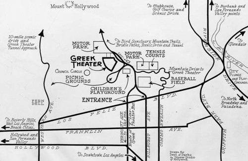 Map showing accessibility of Greek Theatre