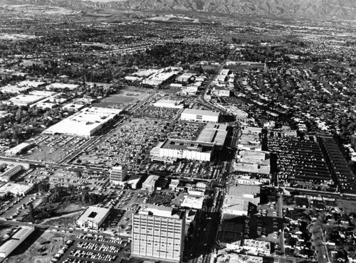 Panorama City is a complex of tall buildings and crowded parking lots