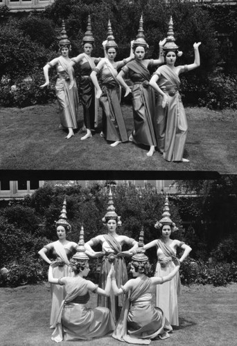 Five women in folk costumes