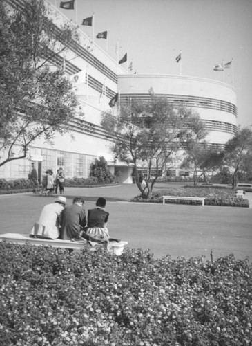 Sitting on a bench at Hollywood Park