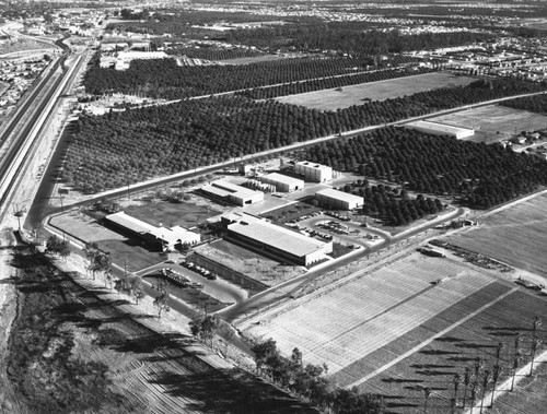 Crescent Way, Muller Street and Santa Ana Freeway, looking southeast