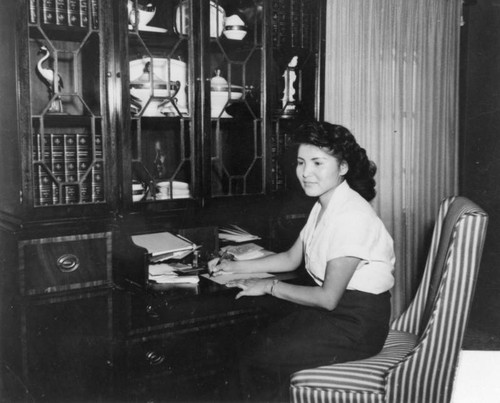 Sherman Indian High School student at desk