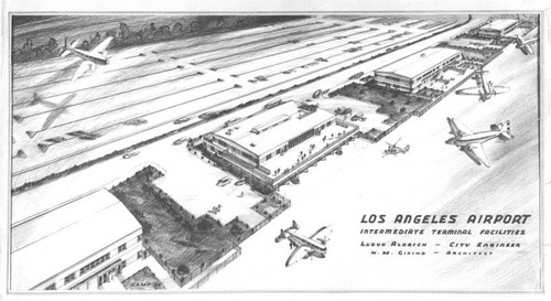 New buldings at L.A. airport, architectural sketch