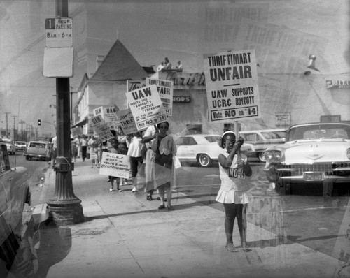 Demonstrators outside the Thriftimart