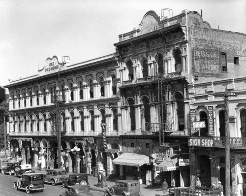 Exterior view, Merced Theatre & Pico House