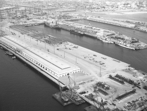 Pier "E" and Pier "F", Long Beach Harbor, looking northeast