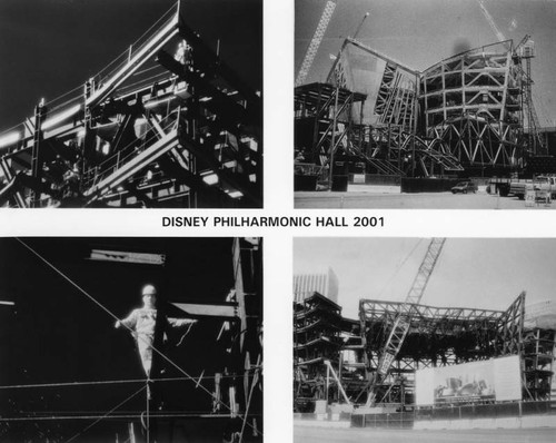 4 views of Walt Disney Concert Hall construction