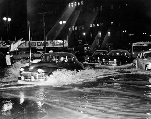 Flooding at Fifth and Flower Streets