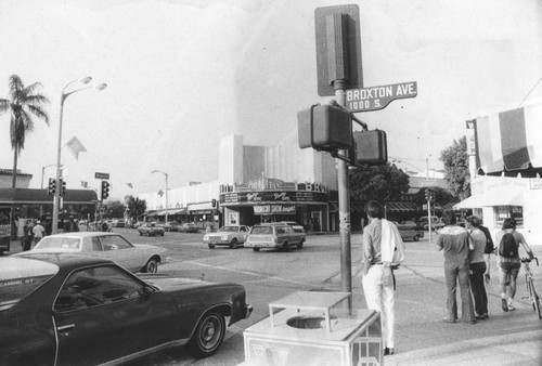 Westwood Village intersection of Weyburn and Broxton