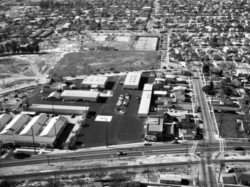 City yards, Huntington Park, looking west