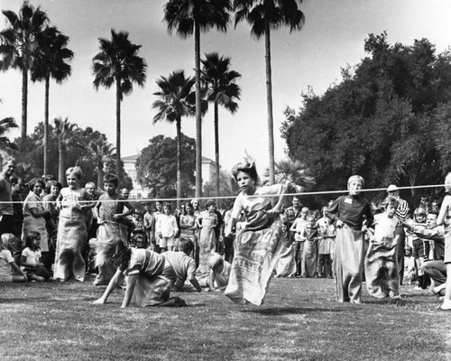 Potato sack races held at the park