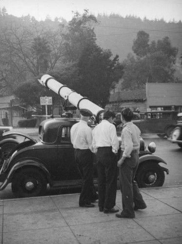 Telescope set up to watch the Elysian Park landslide