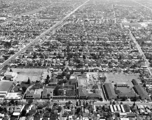 Neighborhoods, schools, and Civic Center, Huntington Park