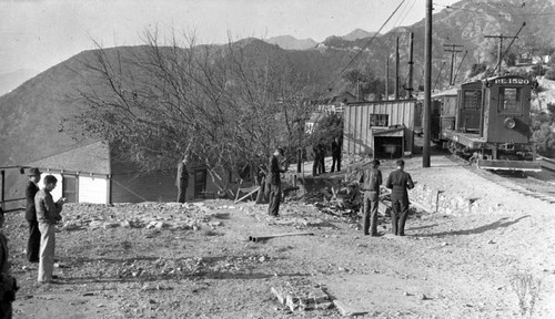 Men looking over the grounds at Mount Lowe