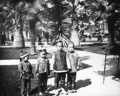 Four Chinese children in a park