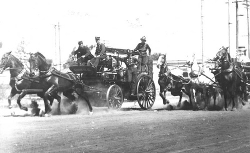 Fire horses respond to fire call