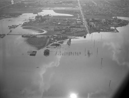 Aerial view of Carson flood area, Avalon Boulevard and 190th Street