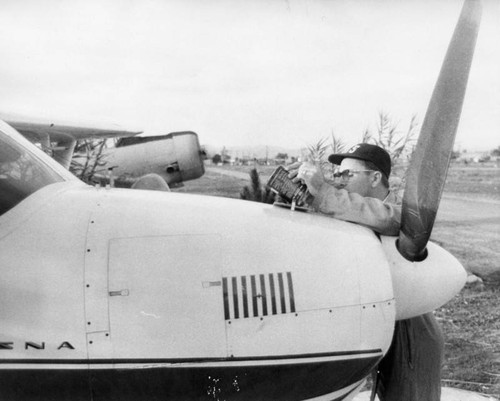 Rescue pilot prepares for take off