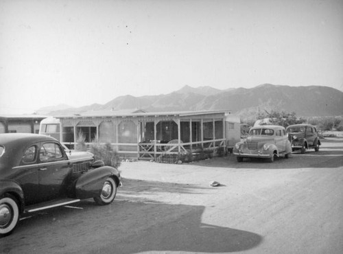 Enclosed porch in a Palm Springs trailer park