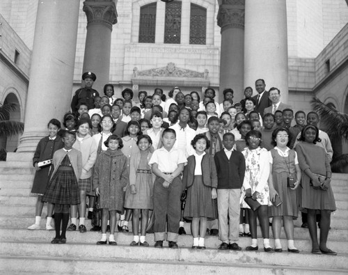 Councilman Tom Bradley with school students