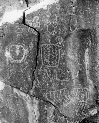 Damage to petroglyphs, Mojave Desert