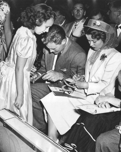 Shirley Temple and John Agar Jr. attend the 1950 Ice Follies