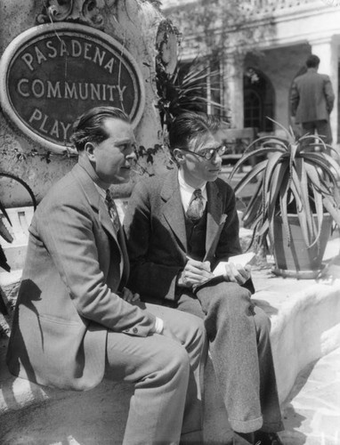 Two men seated, Pasadena Playhouse