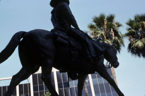 Statue outside Great Western Savings branch