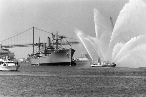 S.S. Lane Victory leaving harbor