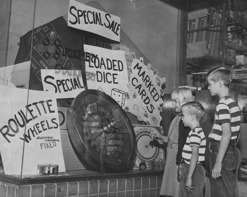 Gambling equipment displayed