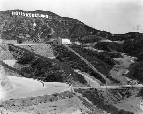 Hollywoodland sign on hilltop