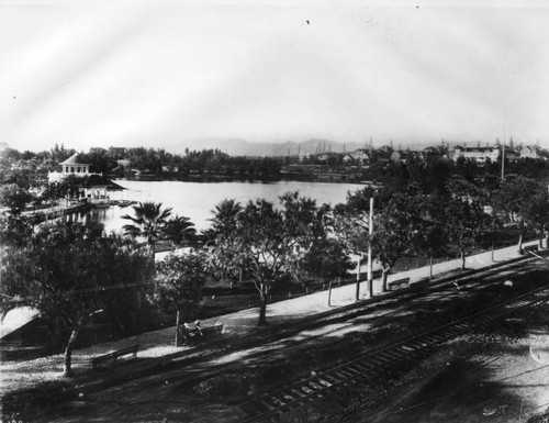 Railroad tracks run by Westlake Park