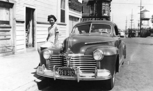 Girl on car