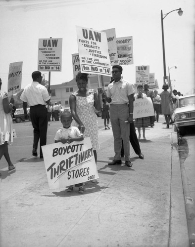 Demonstrators outside the Thriftimart