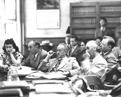 Courtroom scene, Beulah and her attorneys